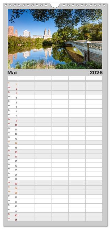Produktbild: Familienplaner 2026 - New York City - Atemberaubende Ansichten mit 5 Spalten (Wandkalender, 21 x 45 cm) CALVENDO