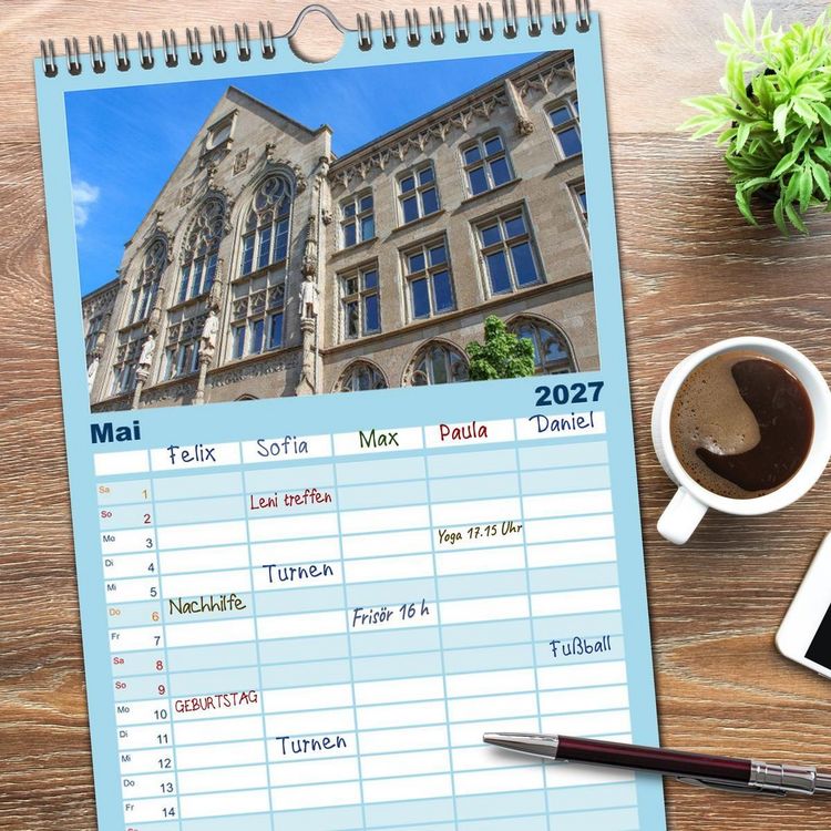 Produktbild: Familienplaner 2027 - Altes K&ouml;ln - Denkm&auml;ler und Historische Bauten mit 5 Spalten (Wandkalender, 21 x 45 cm) CALVENDO