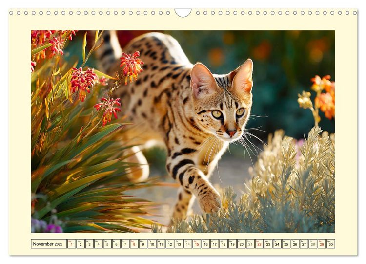 Produktbild: Savannah Katzen. Exotische Wildsch&ouml;nheiten im Naturgarten (Wandkalender 2026 DIN A3 quer), CALVENDO Monatskalender