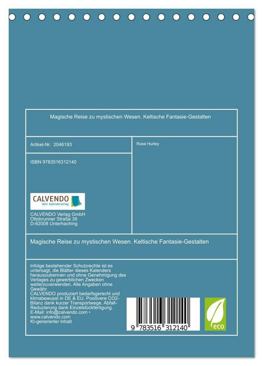 Produktbild: Magische Reise zu mystischen Wesen. Keltische Fantasie-Gestalten (Tischkalender 2026 DIN A5 hoch), CALVENDO Monatskalender