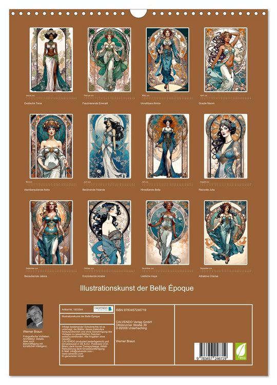 Produktbild: Illustrationskunst der Belle &Eacute;poque (Wandkalender 2026 DIN A3 hoch), CALVENDO Monatskalender