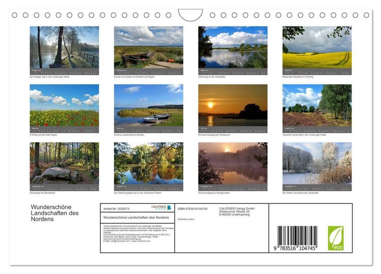 Produktbild: Wundersch&ouml;ne Landschaften des Nordens (Wandkalender 2026 DIN A4 quer), CALVENDO Monatskalender