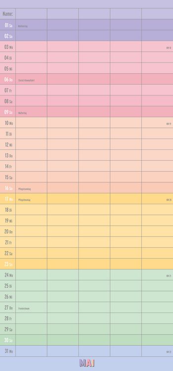 Produktbild: Familienplaner Regenbogen 2027