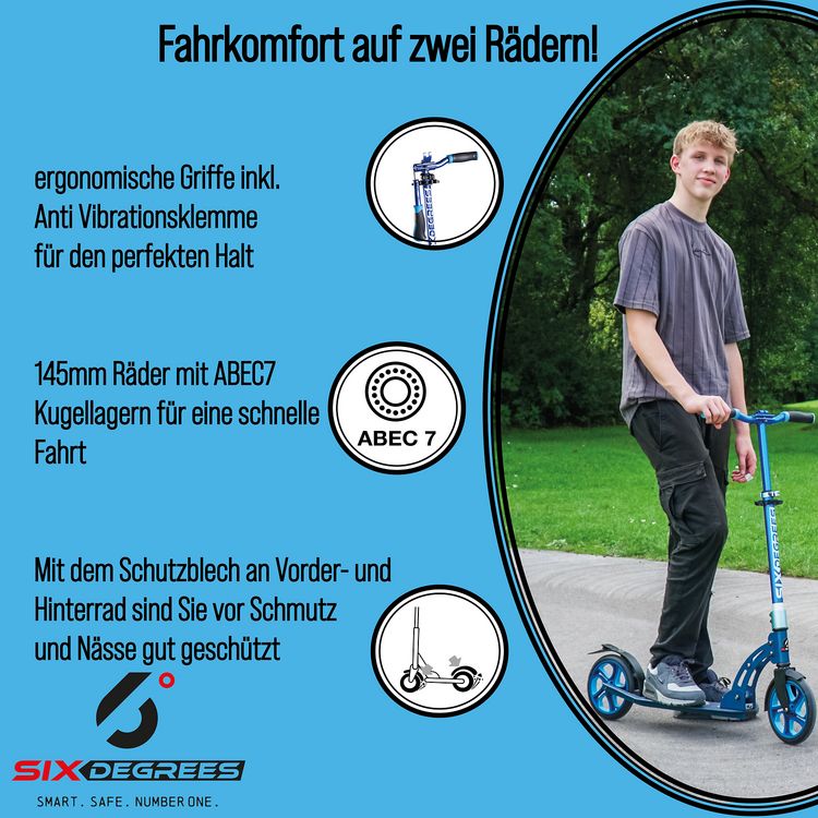 Produktbild: SIX DEGREES Alu Scooter Junior 145 blau