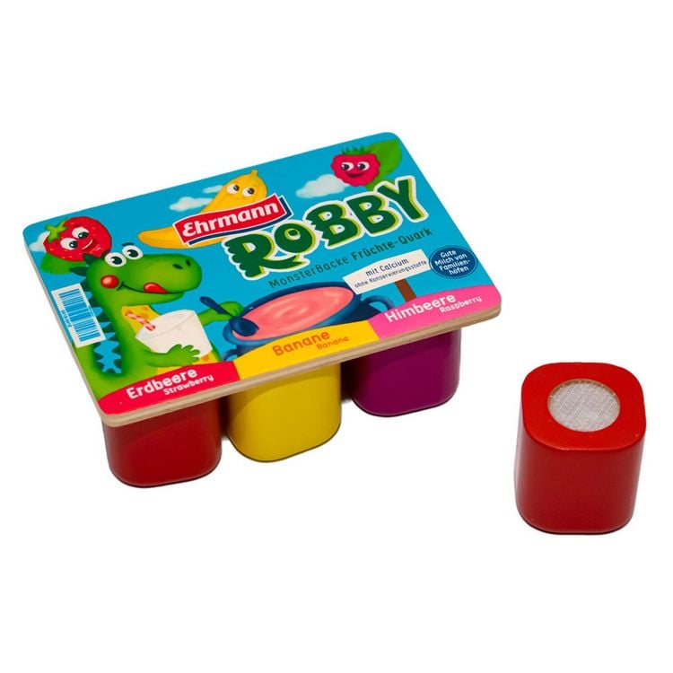 Produktbild: Kaufmannsladenartikel Robby Fr&uuml;chtequarkbecher Holz 6 St&uuml;ck