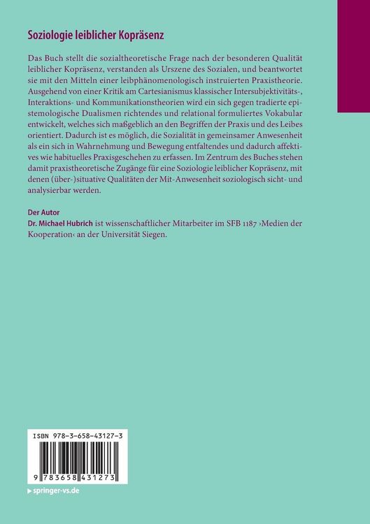 Produktbild: Soziologie leiblicher Kopr&auml;senz