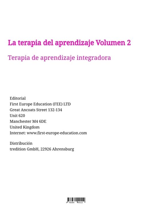 Produktbild: La terapia del aprendizaje Volumen 2
