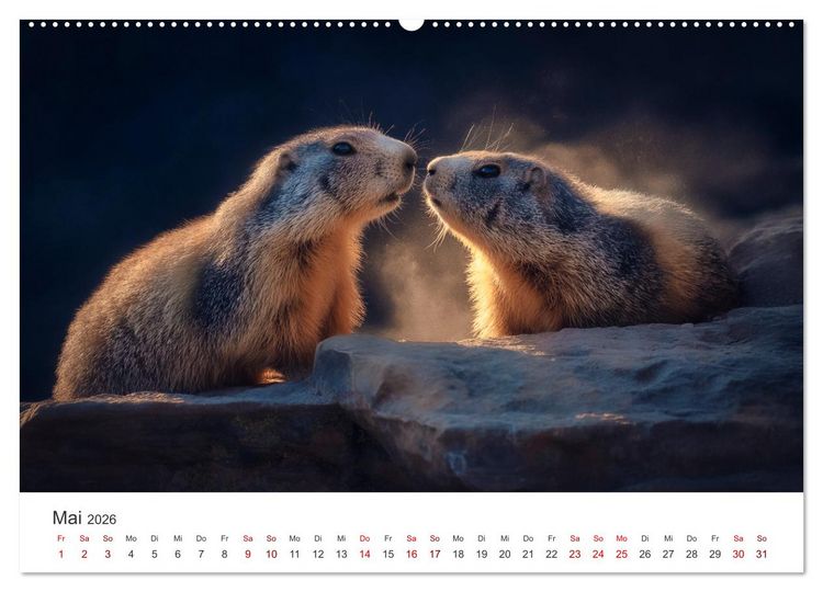 Produktbild: Alpenpl&uuml;sch - Mit Murmeltieren durchs Jahr (Wandkalender 2026 DIN A2 quer), CALVENDO Monatskalender