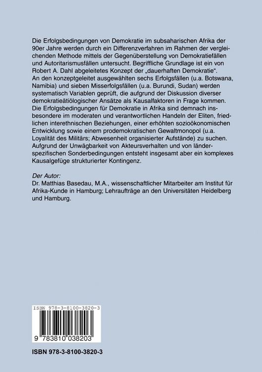 Produktbild: Erfolgsbedingungen von Demokratie im subsaharischen Afrika