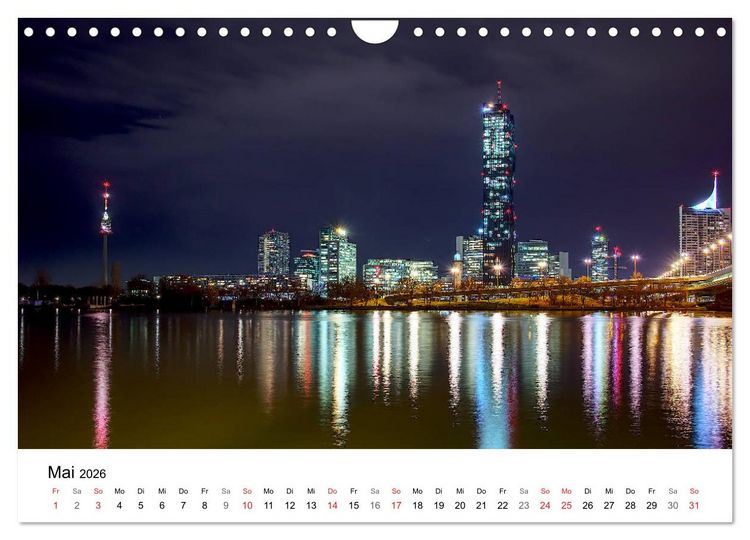 Produktbild: Wien nach Sonnenuntergang (Wandkalender 2026 DIN A4 quer), CALVENDO Monatskalender