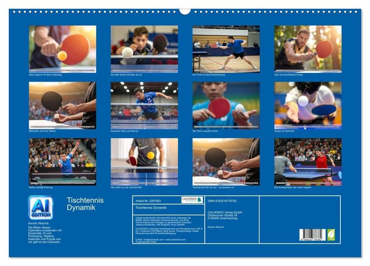 Produktbild: Tischtennis Dynamik (Wandkalender 2027 DIN A2 quer), CALVENDO Monatskalender