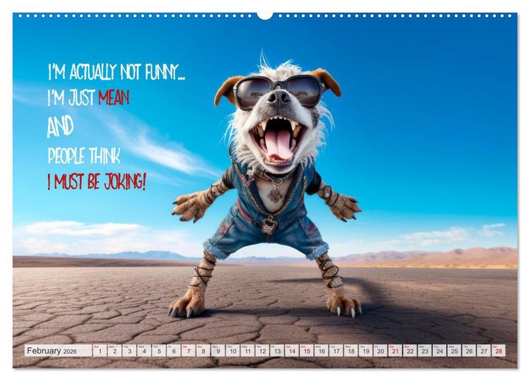 Produktbild: Crazy dogs COOL SAYINGS (Wall Calendar 2026 DIN A2 landscape), CALVENDO 12 Month Wall Calendar