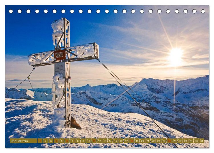 Produktbild: Gipfelkreuze im Sonnenlicht (Tischkalender 2026 DIN A5 quer), CALVENDO Monatskalender