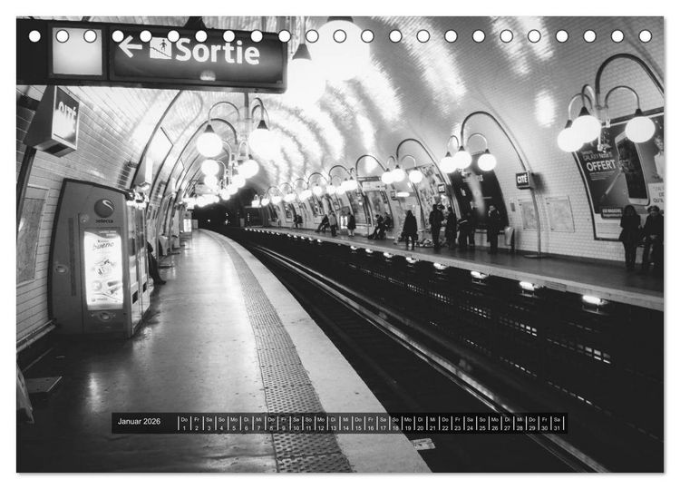 Produktbild: Paris - in schwarz und weiss (Tischkalender 2026 DIN A5 quer), CALVENDO Monatskalender