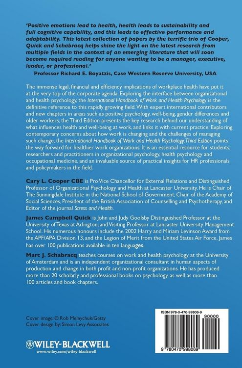 Produktbild: International Handbook of Work and Health Psychology
