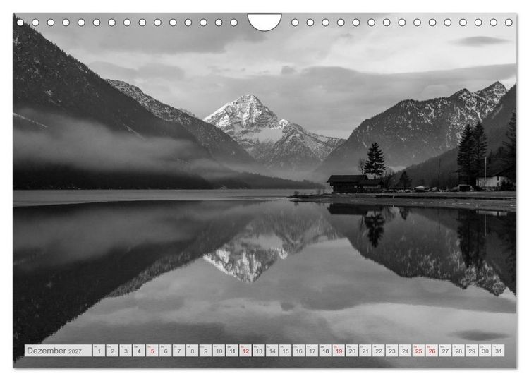 Produktbild: Bergpixels Schwarz-Wei&szlig;e Gebirgstr&auml;ume (Wandkalender 2027 DIN A4 quer), CALVENDO Monatskalender