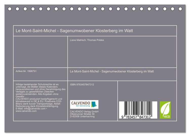 Produktbild: Le Mont-Saint-Michel - Sagenumwobener Klosterberg im Watt (Tischkalender 2026 DIN A5 quer), CALVENDO Monatskalender