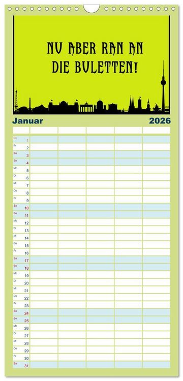 Produktbild: Familienplaner 2026 - Berliner Mundart mit 5 Spalten (Wandkalender, 21 x 45 cm) CALVENDO