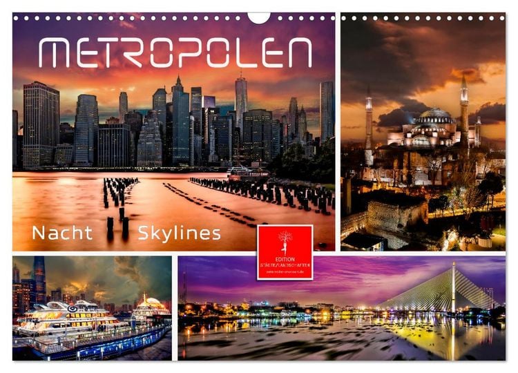 Produktbild: Metropolen - Nacht Skylines (Wandkalender 2026 DIN A3 quer), CALVENDO Monatskalender