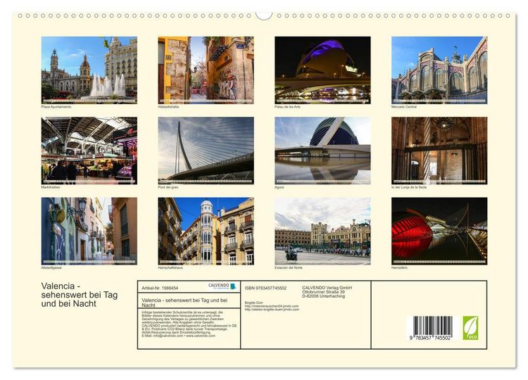 Produktbild: Valencia - sehenswert bei Tag und bei Nacht (hochwertiger Premium Wandkalender 2026 DIN A2 quer), Kunstdruck in Hochglanz