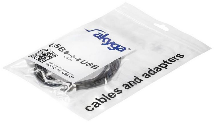 Produktbild: Akyga USB-Kabel USB-A Stecker, USB-A Buchse 1.80m Schwarz AK-USB-07