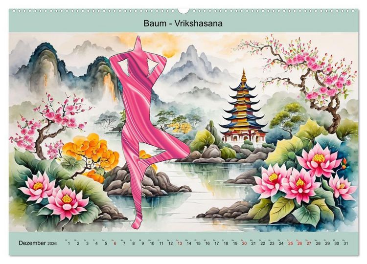 Produktbild: YOGA - Harmonie von K&ouml;rper, Geist und Seele (Wandkalender 2026 DIN A2 quer), CALVENDO Monatskalender