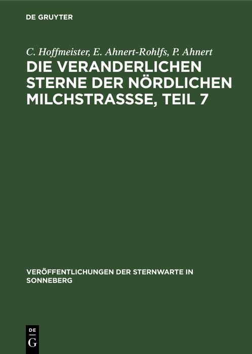 Produktbild: Die veranderlichen Sterne der n&ouml;rdlichen Milchstra&szlig;se, Teil 7