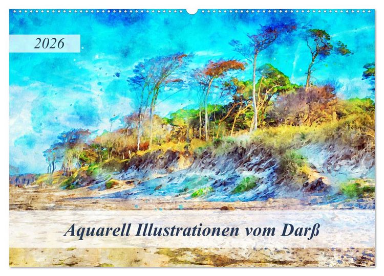 Produktbild: Aquarell Illustrationen vom Dar&szlig; (Wandkalender 2026 DIN A2 quer), CALVENDO Monatskalender