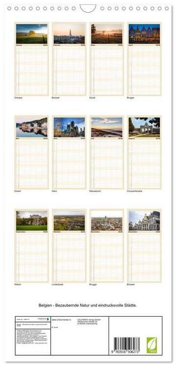Produktbild: Familienplaner 2026 - Belgien - Bezaubernde Natur und eindrucksvolle St&auml;dte. mit 5 Spalten (Wandkalender, 21 x 45 cm) CALVENDO