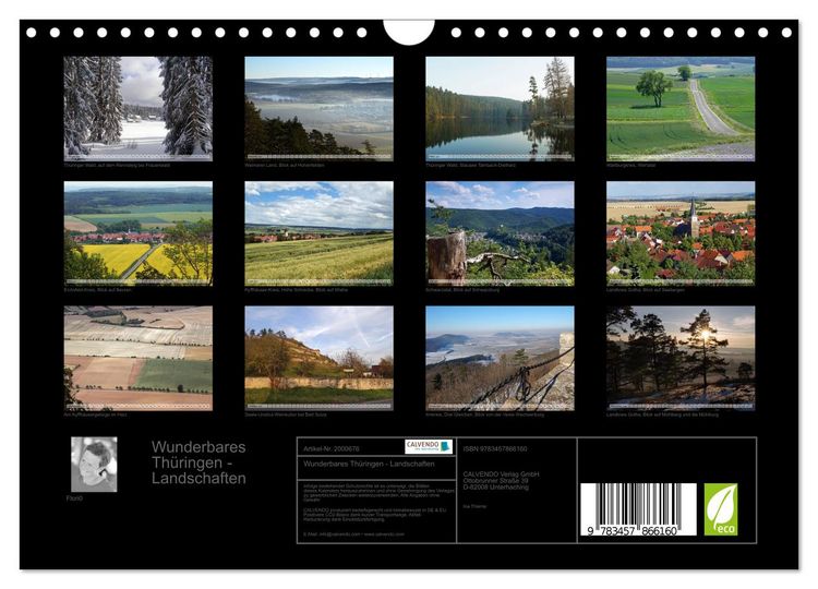 Produktbild: Wunderbares Th&uuml;ringen - Landschaften (Wandkalender 2026 DIN A4 quer), CALVENDO Monatskalender