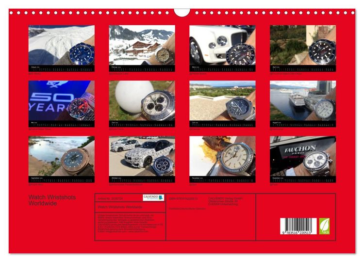 Produktbild: Watch Wristshots Worldwide (Wandkalender 2026 DIN A3 quer), CALVENDO Monatskalender