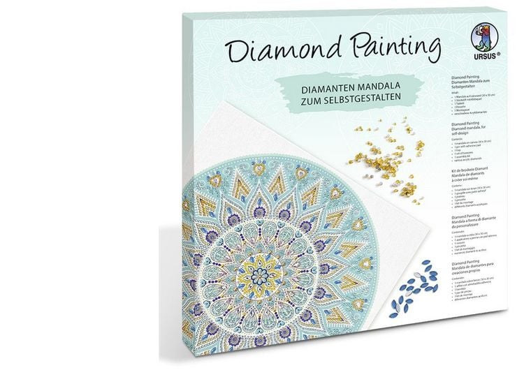 Produktbild: Diamond Painting "Diamantane Mandala Set 5", hellblau / taupe / wei&szlig;