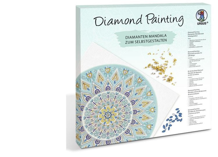 Bild vom Artikel URSUS Erwachsenen Bastelsets Diamond Painting Diamanten Mandala, hellblau/taupe/weiß (Set 5) vom Autor 