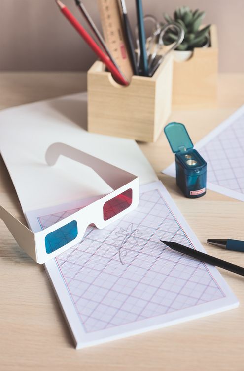 Produktbild: Brunnen Heyda 3D Zeichen Set - Block mit 50 Blatt und 3D-Brille