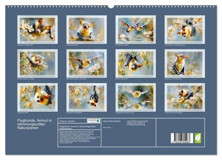 Produktbild: Flughunde. Anmut in stimmungsvollen Naturszenen (hochwertiger Premium Wandkalender 2027 DIN A2 quer), Kunstdruck in Hochglanz
