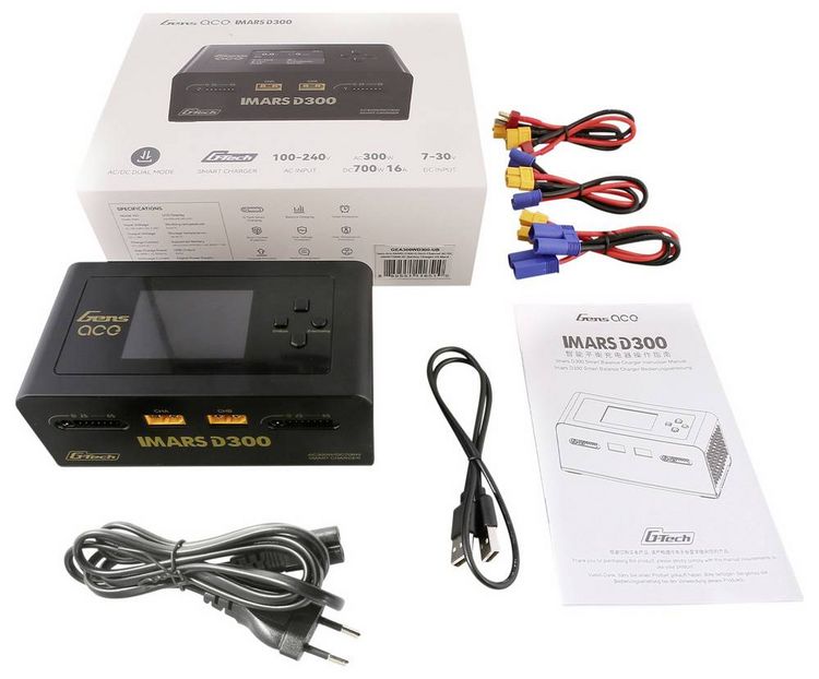 Produktbild: Gens ace Imars D300 Modellbau-Ladeger&auml;t 16A LiPo, LiIon, LiHV, LiFePO, NiMH doppelter Ladeausgang, Akkuerkennung, Entladefunktion