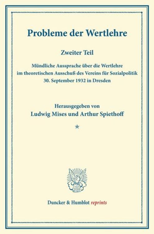 Produktbild: Probleme der Wertlehre.