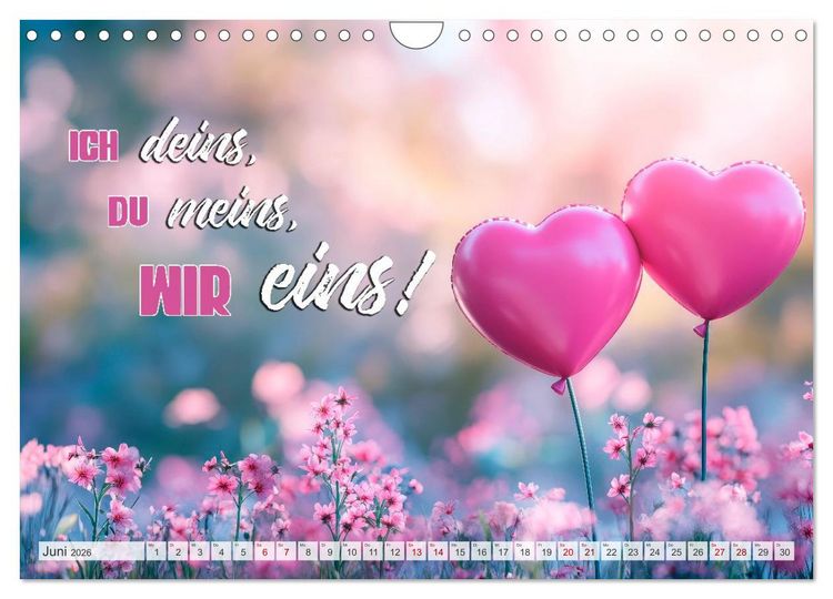 Produktbild: HERZENSSACHE Liebe und Dankbarkeit schenken (Wandkalender 2026 DIN A4 quer), CALVENDO Monatskalender