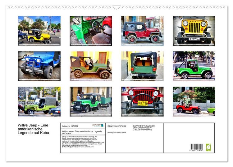 Produktbild: Willys Jeep - Eine amerikanische Legende auf Kuba (Wandkalender 2026 DIN A2 quer), CALVENDO Monatskalender