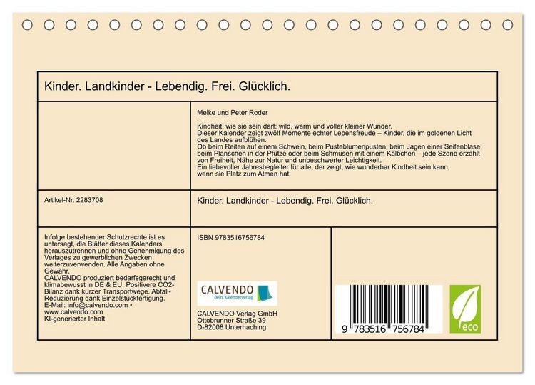 Produktbild: Kinder. Landkinder - Lebendig. Frei. Gl&uuml;cklich. (Tischkalender 2027 DIN A5 quer), CALVENDO Monatskalender