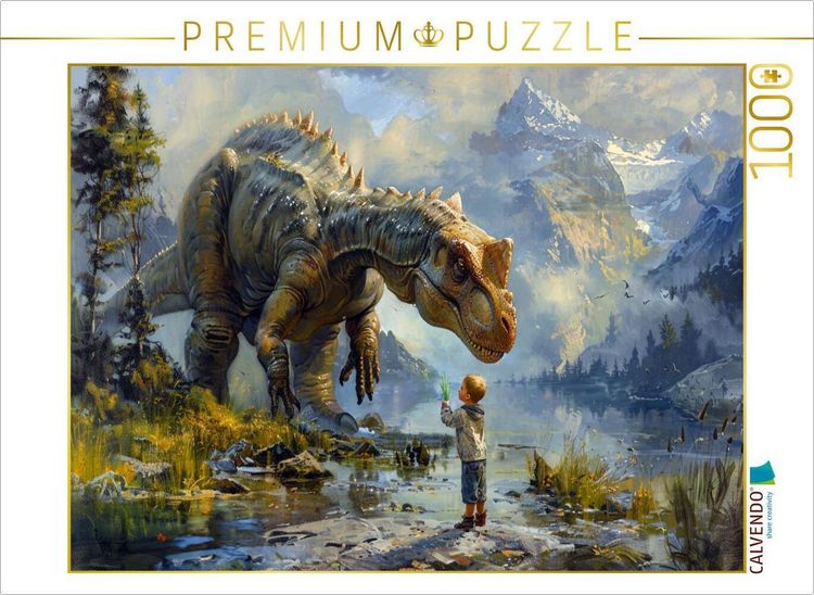 Produktbild: CALVENDO Puzzle Der gro&szlig;e Freund - Kind und Dinosaurier | 1000 Teile Lege-Gr&ouml;&szlig;e 64x48cm Foto-Puzzle f&uuml;r gl&uuml;ckliche Stunden