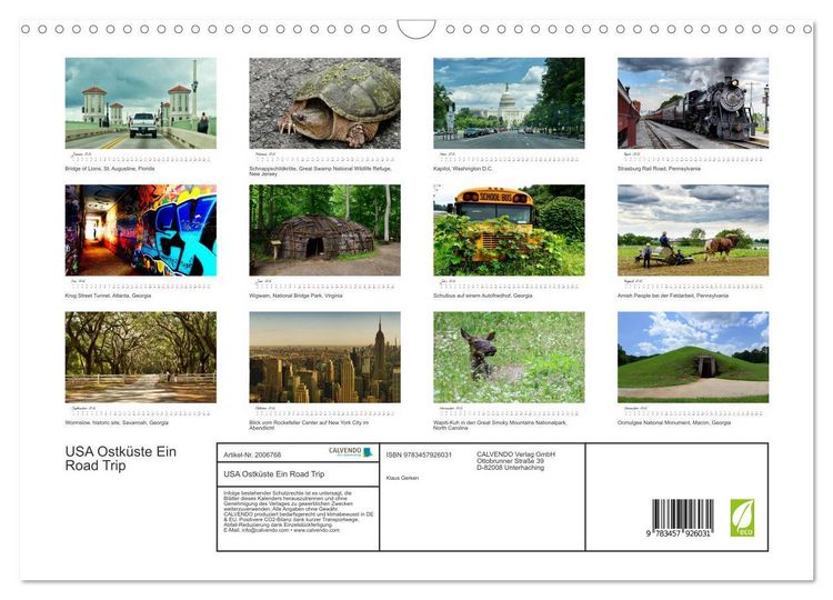 Produktbild: USA Ostk&uuml;ste Ein Road Trip (Wandkalender 2026 DIN A3 quer), CALVENDO Monatskalender