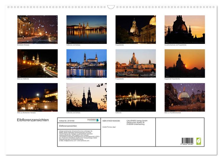Produktbild: Elbflorenzansichten (Wandkalender 2026 DIN A2 quer), CALVENDO Monatskalender