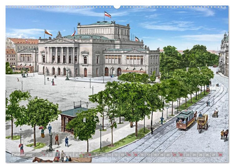 Produktbild: Leipzig zur Kaiserzeit in Farbe (hochwertiger Premium Wandkalender 2026 DIN A2 quer), Kunstdruck in Hochglanz