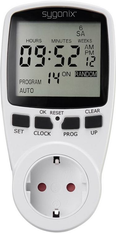 Produktbild: Sygonix 1625525 Steckdosen-Zeitschaltuhr digital Wochenprogramm 3680 W Timer-Funktion, START/STOPP-Funktion, Zufallsfunktion