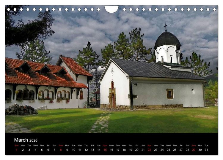 Produktbild: Monuments of Serbia 2026 (Wall Calendar 2026 DIN A4 landscape), CALVENDO 12 Month Wall Calendar