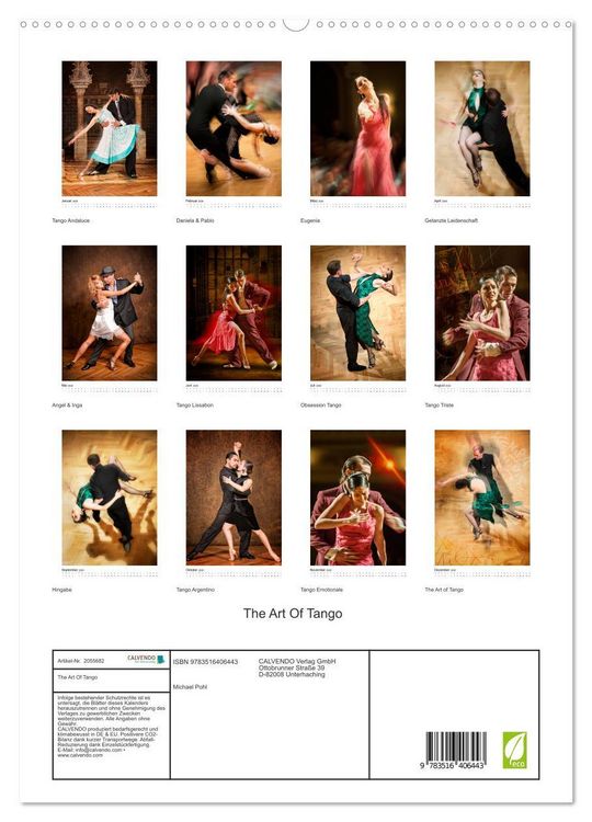 Produktbild: The Art Of Tango (hochwertiger Premium Wandkalender 2026 DIN A2 hoch), Kunstdruck in Hochglanz