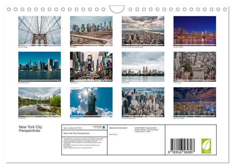 Produktbild: New York City Perspectives (Wall Calendar 2026 DIN A4 landscape), CALVENDO 12 Month Wall Calendar