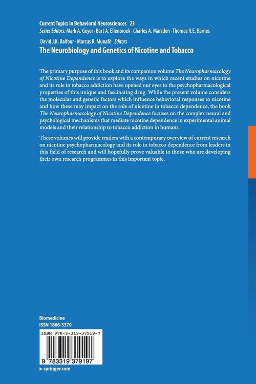 Produktbild: The Neurobiology and Genetics of Nicotine and Tobacco