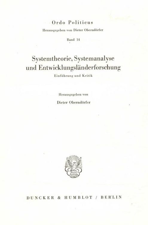 Produktbild: Systemtheorie, Systemanalyse und Entwicklungsl&auml;nderforschung.
